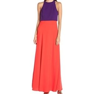 Jill by Jill Stuart Color Block Popover Crepe Gown